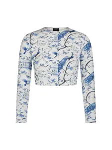 Koda Bird Print Cropped Cardigan ( Brisa )