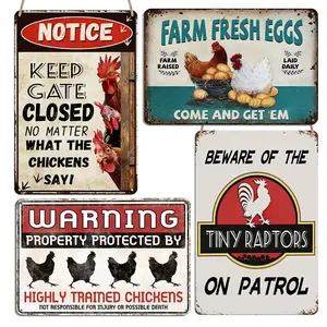 1pc/4pcs Funny Chicken Coop Signs, Unique Chicken Decor for Farmhouse, Garden or Kitchen Wall Art, Metal Signs (8x12 Inch)