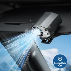 Joytutus 2026 Car Clip-On Fan with LED Display - 360° Rotatable, 100 Adjustable Speeds, USB Rechargeable Personal Cooling Fan, 16℃ Semi-Cooling Wide Clamp, 20Hr 3000mAh Battery Life