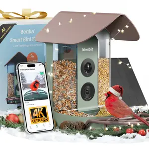 Beako Smart Bird Feeder with Camera No Subscription, Lifetime AI Feature Included, Solar Panel - 4K Video Live Stream, 8MP Photos, Bird Species AI Identification, Bird Notification, Easy Setup