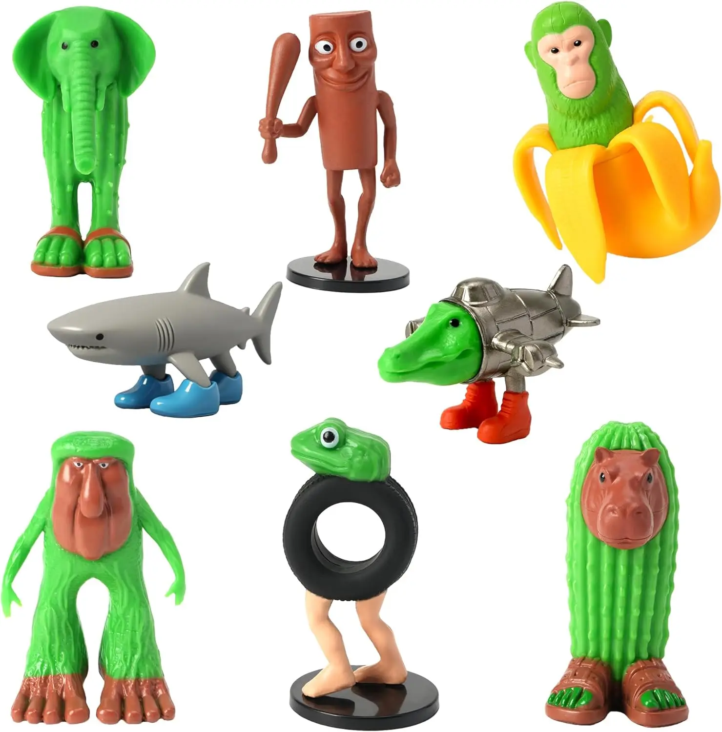 8pcs/Set Italian Brainrot PVC Toy Action Figure,Cartoon Character Model,Tung Tung Tung Sahur Tralalero Tralala Decorative, Desktop Ornaments, Christma