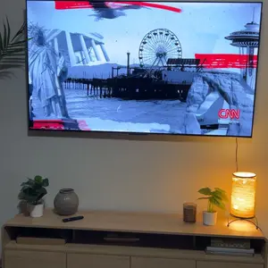 AMERLIFE 70" Modern TV Stand for TVs Up to 80", Wood TV Console with Curved Profile Design & 2 Storage Cabinets, Media Console Entertainment Center for Living Room, Bedroom/Best Gift Ideas/Christmas Gifts[tiktokshopbacktoschool][SohoChic]