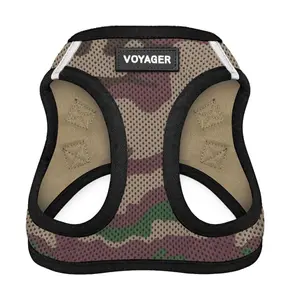 Best Pet Supplies Voyager Step-in Air Harness - All Weather Mesh, Reflective, No Pull Harness for Dogs, Cats - Secure with Hook & Loop Fastener, Buckle, Double D-Rings - Army/Black Trim