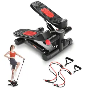 Mini Stepper with LCD Monitor & ResistanceBands for Full Body Cardio Exercise at Home FitnessEquipment Pedal Exerciser ab workout machine