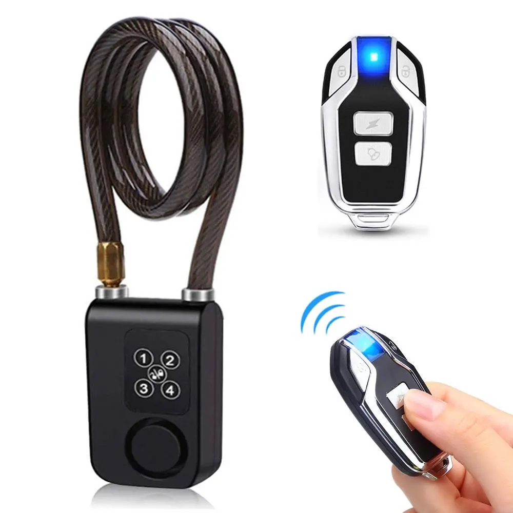 Bike Alarm Code Lock, 1 Set Remote Control Bicycle Alarm, Anti-Theft Alarm Security Lock, Cycling Motorcycle 4-Digit Password Lock, Bicycle Accessories, ABS Material