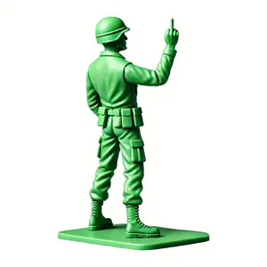 Humorous Middle Finger Soldier Statue on Toilet Figurine, Novelty Miniature Desk Decor, Funny Home Prank Gift for All Occasions