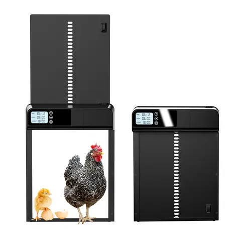 FarmParadise Battery-Powered Automatic Chicken & Duck Coop Door, Aluminum Chicken Coop Accessories with Safe Locking, Weatherproof Design, LCD Display, 2 Modes, Control Panel for Farmers (Battery-Powered Use Compatible)