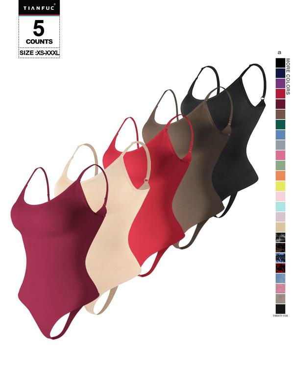 Women's Solid-Color Adjustable-Strap Shapewear Bodysuit, Tummy-Control Spaghetti-Strap Slim Shaper, Seamless Underwear for Women, Invisible Shaper