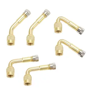 Metal Valve Stem Extenders 45 Degree 90 Degree 135 Degree Universal Valve Stem Extensions for Dual Wheels Passenger Cars, RV, Bicycles, Motorcycles and Trailers 6 PCS Gold