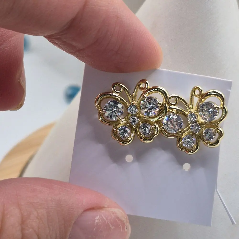 butterfly earings plated gold 14k