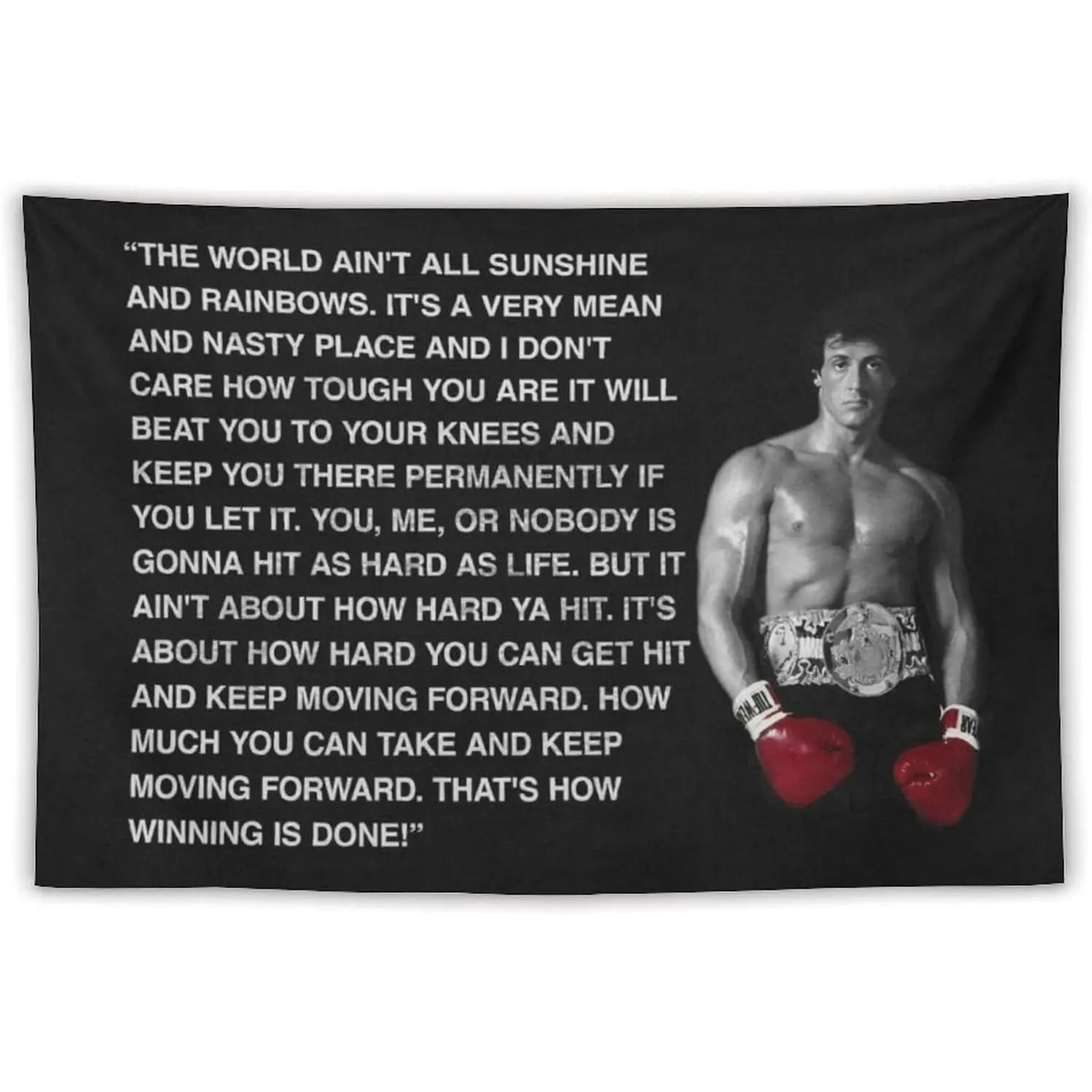 Rocky Balboa Movie Motivational Linen-Cotton Tapestry, 40x30in Light Home Decor, Wall Hanging for Bedroom Living Room, Art Banner Decoration, Indoors