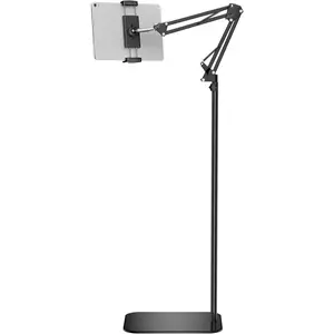 Tablet Floor Stand, 360- Rotatable Metal Tablet Stand Holder, Adjustable Kindle Holder, Universal Phone Stand for iPad/iPhoneX/iPad Pro or Other 4.7~12.9 Inch-Screen Devices (Black)