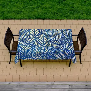 360 stand Large Rectangular Leaf Print Tablecloth - 58x102 in, Botanical Theme, Water Repellent, Floral Kitchen Linens & Household Textiles Decor
