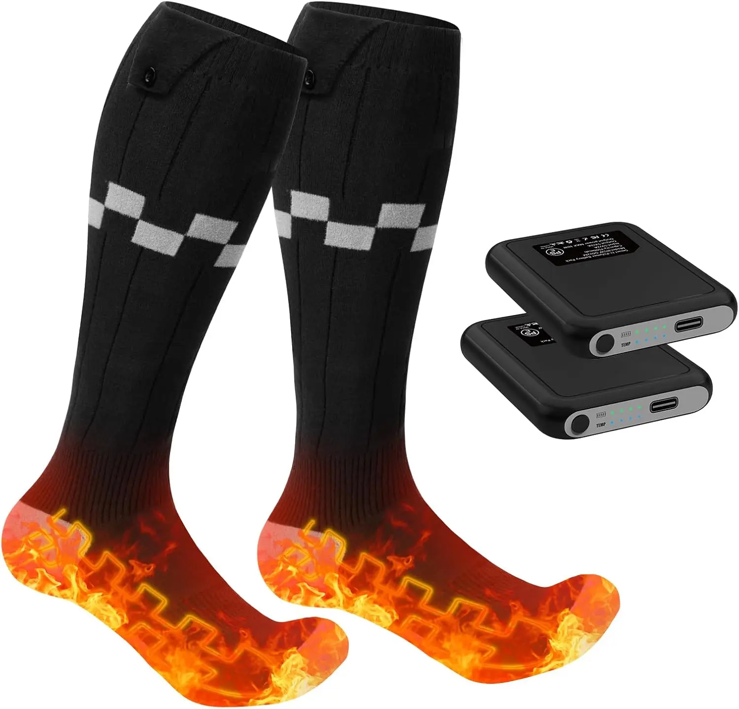 Men's and Women's Heated Socks Rechargeable Electric Socks 5000mAh Battery with 4 Heating Levels 3D Heating Suitable for Skiing Hunting Cycling Camping Hiking Fishing Outdoor Warm Winter Socks