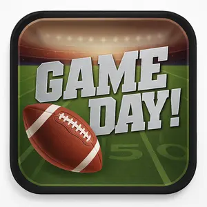 Go Fight Win Football Square Paper Plates, 18-Pack