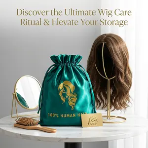 Luxury Satin Wig Bags with Drawstring - Silk Hair Packaging for Bundles and Wigs - Dust-proof Hair Storage