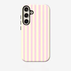 Pink-yellow vertical film 2‑in‑1 phone case, compatible with Samsung Galaxy S26, S25, S24, S23, S22, S21, S21+, S21 Ultra Plus, FE, Edge, S20, A15, A16, A17, A23, A32, A34, A35, A36, A52, A53, A54, A55, A56; full coverage, drop protection; stylish, minima