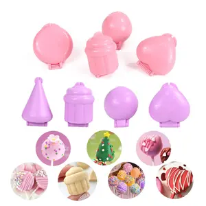 8Pcs Cake Pop Molds Set, Reusable Mold, Ball Heart Round Cupcake Molds with Squeeze Tool, Mini Cakes for Home Baking Birthday Wedding Desserts