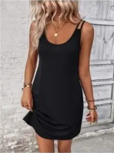 Upgrade Strapless Sleeveless Dress Lazy Versatile Slimming Tee Dress Beach Vacation Summer Outerwear Hoodie Trendy