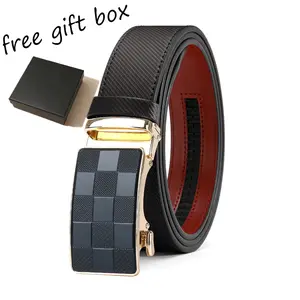 【Free Gift Box】Mens Belt cuttable Leather Ratchet Easy Release Belt For Men Designer Belt Dress and Casual with Adjustable Buckle for Men's Wear Gift Outdoorfun Textured for Birthday Gift accessories men business belt no hole