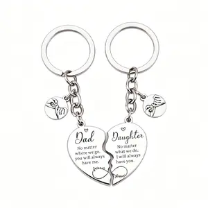 Personalized Dad & Daughter Stainless Steel Puzzle Heart Keychain - Engraved Letter Matching Keychain, Ideal Father’s Day Gift for Dads