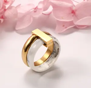 R375 – Fashion Two Layer Move Ceramic Ring Stainless Steel!