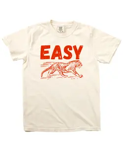 Easy Tiger Comfort Colors Shirt for Women and Men - Funny Oversized Tee for Adults and Teens - Fun and Silly Everyday Tee