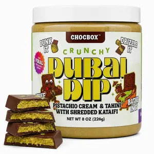 Chocbox Viral Dubai Dip – Pistachio Cream & Tahini with Shredded Crispy Kataifi or Cookie Butter with Shredded Crispty Kataifi – Sweet & Savory Spread – Crunchy Dessert Dip (8oz, Pistachio)