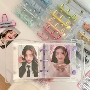 Dual Buckle A8 Card Album, Three-Inch Single Slot Mini 3-Hole Loose-Leaf Notebook, Transparent Simple Storage, Muji Style Folder