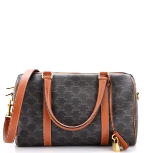 Pre-owned Celine Canvas Coated Shoulder Bags Boston Bag Triomphe Coated Canvas Medium by Rebag