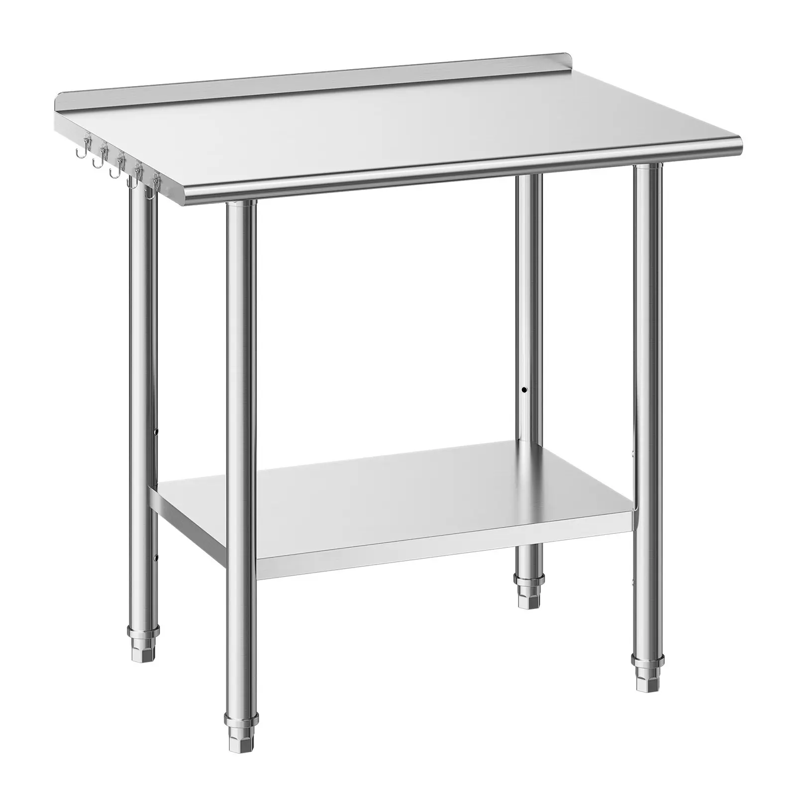 Stainless Steel Food Prep Table 24x36 Inch With Backsplash, Heavy Duty Commercial Kitchen Workstation With Adjustable Undershelf, Durable Utility Worktable For Restaurant, Catering, Bakery, Home Or Outdoor Use