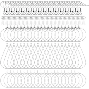 400 Piece Sterling Silver Plated Earring Hooks,Hypoallergenic Earring Making Kit with Beading Hoop Earring Finding Component Accessories,Earring Backs,Jump Rings for Jewelry Making DIY Craft VIW-ESTZ-003