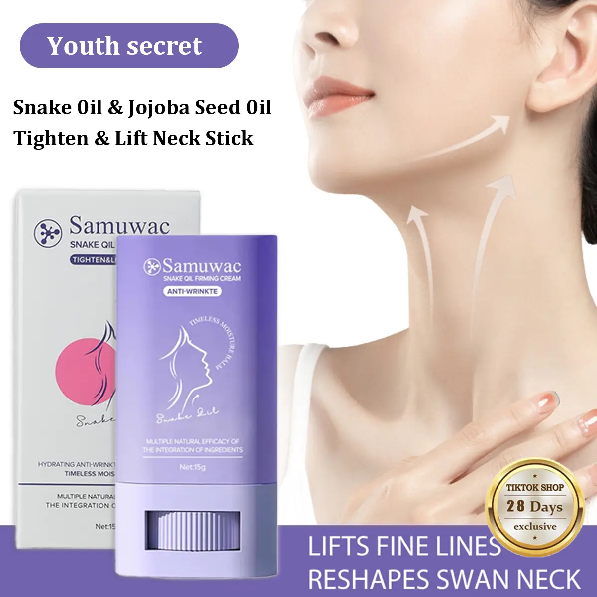 Samuwac Neck care stick, Oil-nourishing, firming & lifting firming neck cream Moisture Moisturizing
