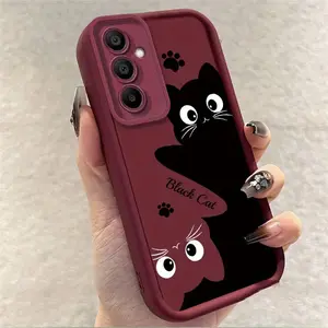 Phone Case - Cartoon Cute Cat Phone Case Suitable for Samsung Galaxy A54 A55 A56 A34 A35 A51 A12 A13 A14 A15 A16 A25 A26 A33 A36 A52 A52S A53 5G Couple Style Fashion Trend Shockproof Anti-Fall Anti-Slip Soft TPU New Sky Eye Stepped L