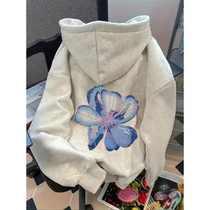 Women's Floral Print Casual Loose Fit Hoodie, Fleece Lined Long Sleeve Sweatshirt, Graduation, Back to School, Teacher
