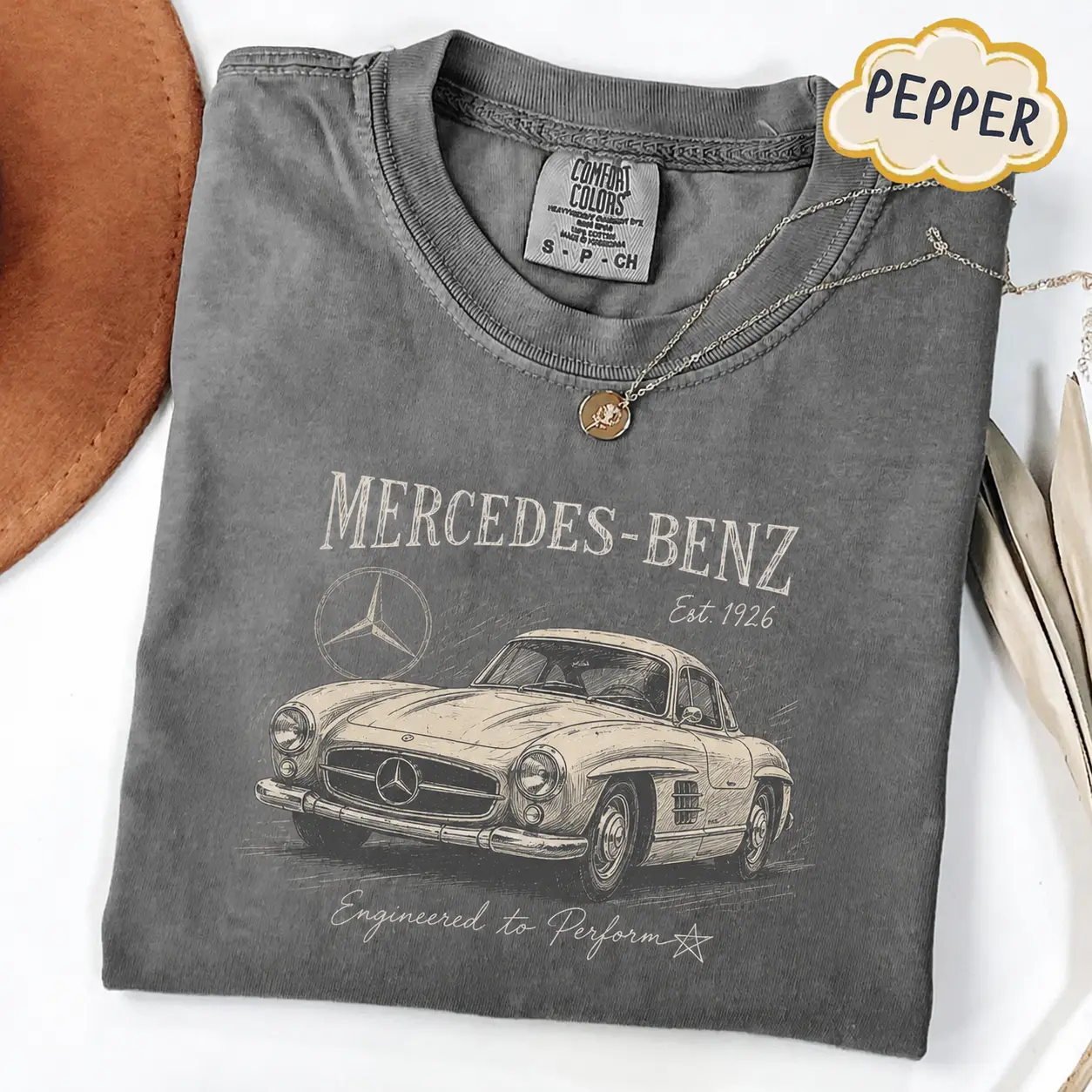 Mercedes-Benz Comfort Colors T Shirt, Vintage 300SL Classic Car Graphic Tee, Retro Luxury Sports Car Shirt, Mercedes Lover Gift, Automotive Enthusiast Tee for Men and Women