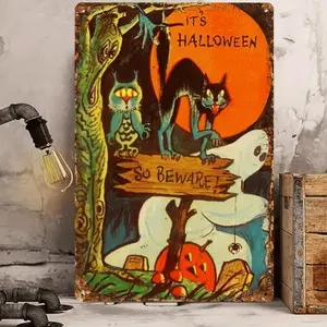 Vintage Halloween Metal Sign - Versatile DIY Decor for Home, Office & More | Easy-Hang Design | Perfect Gift for Holidays & Special Occasions
