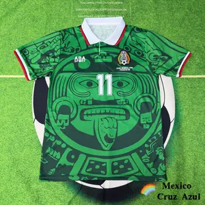 1998 World Cup Mexico National Team Blanco 11 Short-Sleeve Green Soccer Jersey