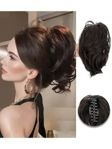 Women's Clip-On Ponytail Wig, Half-Up Mermaid Curl, Natural Shark Clip, Voluminous Big Wave Ponytail, Stylish Hair Accessory, Synthetic Hairpieces
