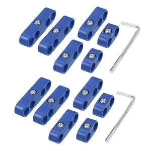 2 Sets 7mm-8mm Car Engine Spark Plug Wire Separator Looms Divider Organizer Clamp Plastic Blue