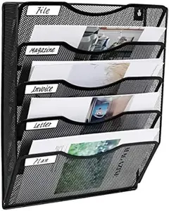 Hanging Wall File Organizer 5 Pocket Black