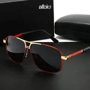 Alloio Men's big frame glasses Black to Red Gradient TAC Lens, Full-Rim Iron Frame, Protection, Easy-Clean Lens Surface, Polished End for Formal & Everyday Outfits