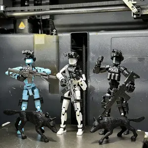 T13 Action Figure Police Style Military Theme Doll with K-9, Jointed Figure, Desktop Collection Decorative Ornament, Perfect for Collectors