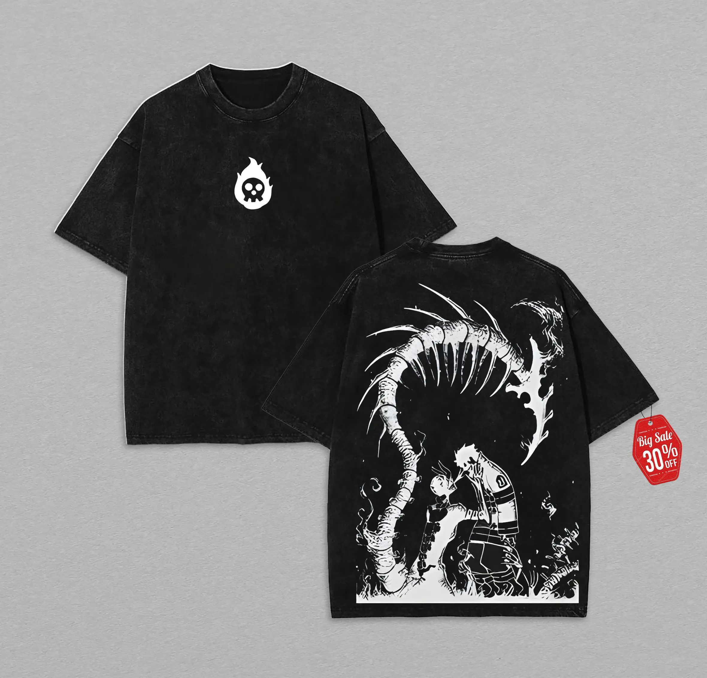 Fire Force Shinra Retro Vintage Tee – Demon Aesthetic, Fire Force Season 3 Merch, Double Printed Unisex Anime T-Shirt Gift
