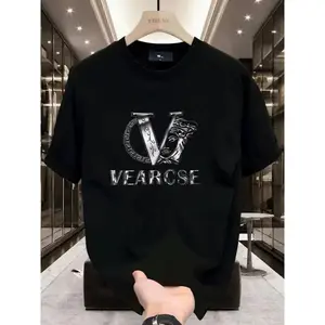 2025 new men's stylish pure cotton round-neck casual printed T-shirt, suitable for both men and women, perfect for fashionable and relaxed summer outfits.