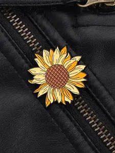 Sunflower Pin Gradient Petals Brooch, Fresh Natural Style Enamel Art, Versatile Accessory for Backpacks & Gifts, Fashion Accessory