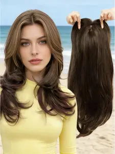 🚀 Get Fuller Hair in Minutes! Dark Brown Hair Topper with Bangs | Premium Kanekalon Synthetic | Clip-In for Natural Volume & Realistic Finish | Perfect for Daily Confidence!