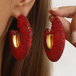 SHUJUAN Fashion Trend Full Diamond Stud Earrings Elegant Niche Design Style Earrings