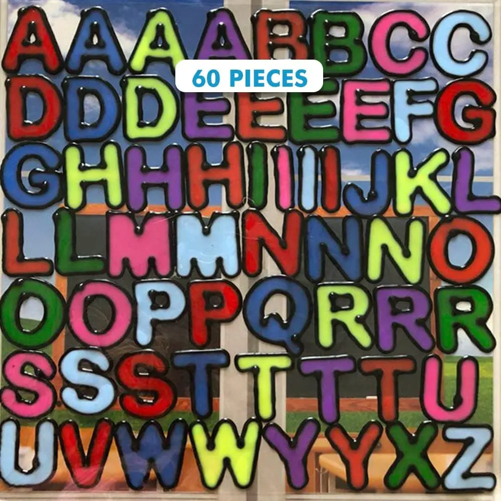 Alphabet and Letter Gel Window Clings for  (60 pc Double Set) - Window Stickers for , Gel Clings Window  Jelly  Sticker -   Plane Airplane Activities ( )