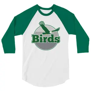 "Birds Wawa" 3/4 Sleeve Raglan Tee